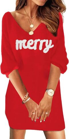 UNIQUEONE Women Dress Shirt Christmas Long Sleeve Tops Red Wine Glass Christmas Shirts V Neck Xmas Santa Hat Graphic in Kuwait