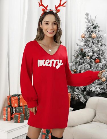 UNIQUEONE Women Dress Shirt Christmas Long Sleeve Tops Red Wine Glass Christmas Shirts V Neck Xmas Santa Hat Graphic in Kuwait