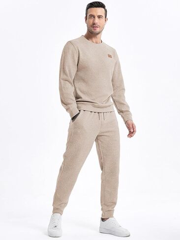 JMIERR Mens 2 Piece Outfits Knit Jacquard Pullover Sweatshirt Tracksuit & Joggers Sweatpants Sweatsuit Sets with Pockets in Kuwait