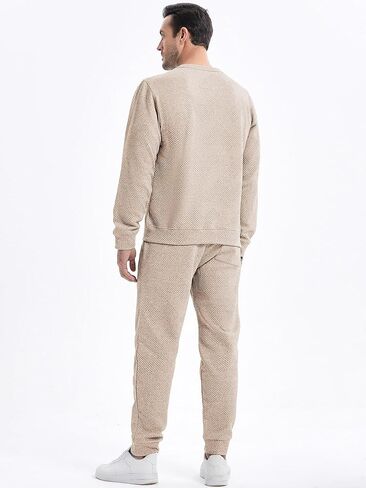 JMIERR Mens 2 Piece Outfits Knit Jacquard Pullover Sweatshirt Tracksuit & Joggers Sweatpants Sweatsuit Sets with Pockets in Kuwait