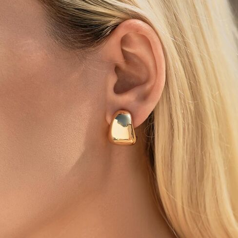 MUYAN Chunky Thick Earrings for Women,Gold Silver Polished Earrings Lightweight Everyday Jewelry in Kuwait