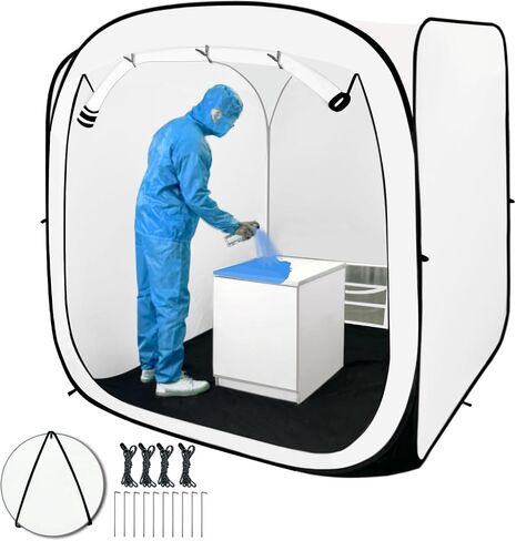 CooTentler Pop Up Paint Booth 6x6x6ft Portable Spray Tent with Black Floor, Mesh Door and Mesh Window for Furniture, Auto Parts & Other Items Painting Works in Saudi Arabia