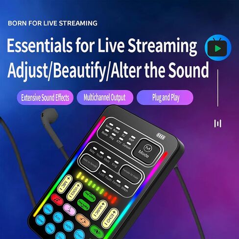 Real-Time Voice Changer with Sound Card – 8 Voice Effects, Full Accessories Included (Mini Mic, Monitor Earphone, 2 Adapters), Plug & Play, Compatible with PC, PS5, Xbox, Switch, Android & iOS in Saudi Arabia