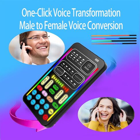 Real-Time Voice Changer with Sound Card – 8 Voice Effects, Full Accessories Included (Mini Mic, Monitor Earphone, 2 Adapters), Plug & Play, Compatible with PC, PS5, Xbox, Switch, Android & iOS in Saudi Arabia