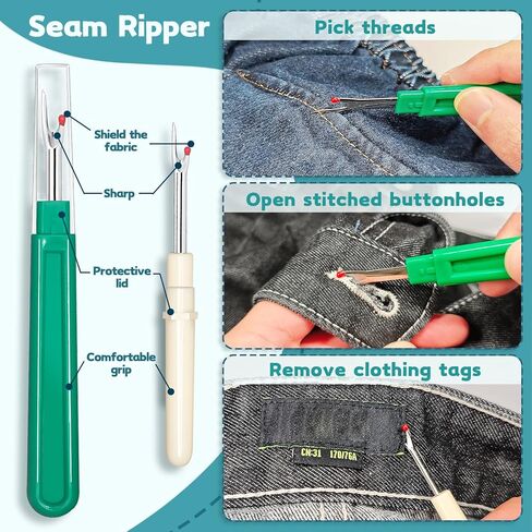 Lechchy 33 Pcs Needle Threader Tool, with Automatic Needle Threaders/Fish Mouth Easy Threader/Gourd and Thumb Shaped Simple Threader/Seam Rippers/Thread Snips/Drawstring Threaders/Awl/Thimbles/Needles in Kuwait