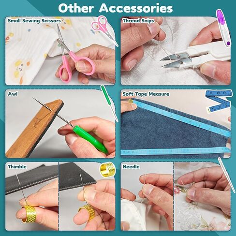 Lechchy 33 Pcs Needle Threader Tool, with Automatic Needle Threaders/Fish Mouth Easy Threader/Gourd and Thumb Shaped Simple Threader/Seam Rippers/Thread Snips/Drawstring Threaders/Awl/Thimbles/Needles in Kuwait