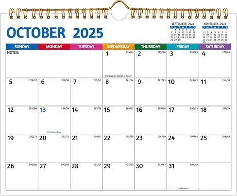 تقويم الحائط 2025-2026-مايو 2025-ديسمبر 2026 ، 20 شهرًا تقويم 2025-2026 ، 11 × 8.5 بوصة ، تقويم شهري صغير للجدار ، مع ورق سميك ، عطلات ، تواريخ جوليان ＆ ملاحظات ، تصميم ملون in Kuwait