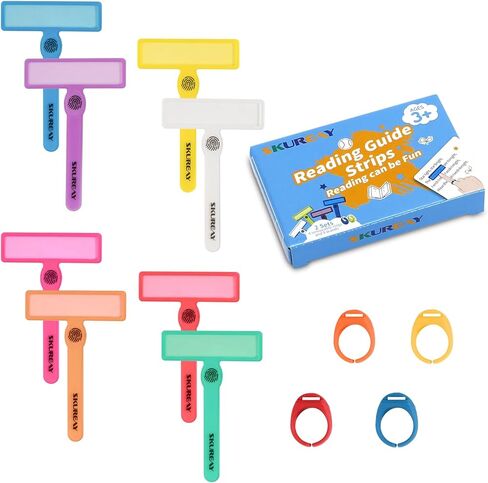 2 شرائط القراءة الموجهة حزمة ، أدوات عسر القراءة للأطفال ، تراكبات نصية ملونة للقراء الأوائل ، تمييز تتبع إصبع ADHD (12 جهازًا - 8 صولج و 4 حلقات قابلة للإزالة) in Kuwait