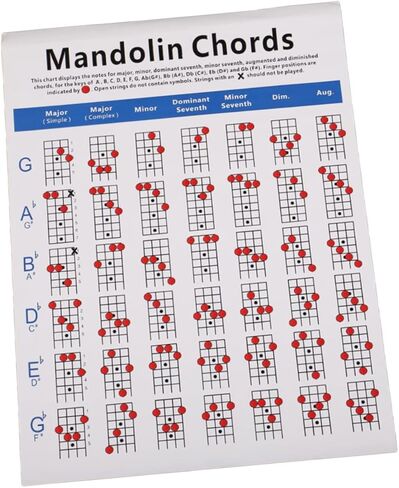 1Pc Mandolin Chord Chart Plate Paper Diagram Practice Guide for Beginners Lightweight Mandolin Training Tool Chords Reference in Saudi Arabia
