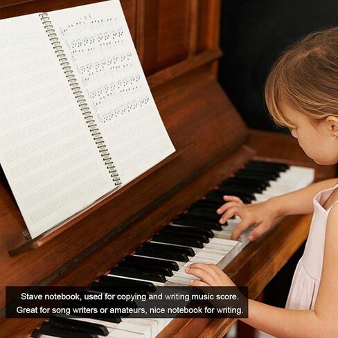 Dilwe Manuscript Paper Notebook, 50 Pages Musical Notation Staff Notebook Music Manuscript Writing Paper (Black Piano) Auxiliary, correction in Saudi Arabia