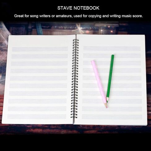 Dilwe Manuscript Paper Notebook, 50 Pages Musical Notation Staff Notebook Music Manuscript Writing Paper (Black Piano) Auxiliary, correction in Saudi Arabia