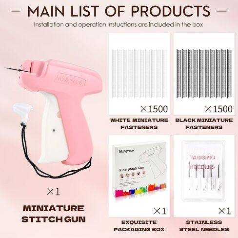 Fine Stitch Gun for Clothes,Stitch Gun Quick Clothing Fixer, Tagging Gun for Clothing,Sewing Kit-Includes 6 Needle,1500 Black Fasteners&1500 White Fasteners(0.18inch) Purple in Saudi Arabia