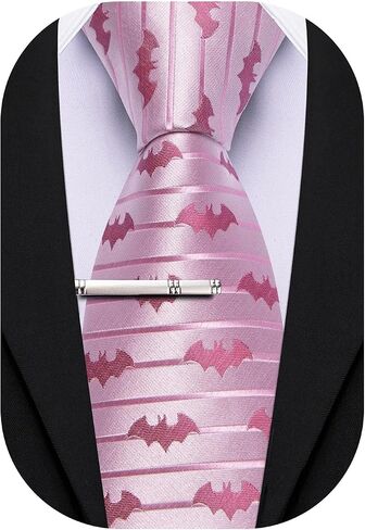 Barry.Wang Silk Ties for Men Fun Necktie and Tie Clip Set for Wedding Party Business Formal Extra Long in Kuwait