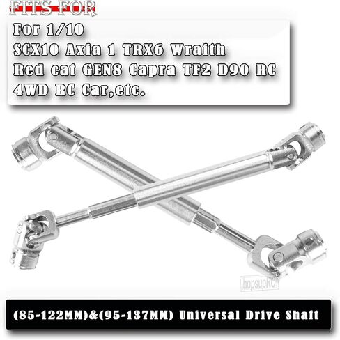 Drive Shaft 85-122MM &115-176MM Upgrades Part for 1/10 Axia 1 SCX10 SCX10 II 90046 SCX10 III AXI03007 TRX4 D90 RC Crawler,Universal Driveshaft,Steel Full Metal Axles,2PCS,Silver in Saudi Arabia