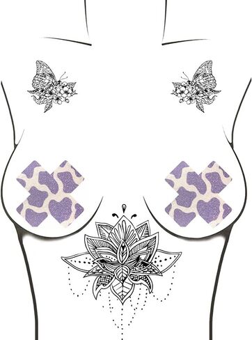 Neva Nude Apple Fruitella Neon Blacklight sexy Trexy 2.0 Nipztix Pasties أغطية حلمات للمهرجانات والحفلات والحفلات والملابس الداخلية والمزيد، لاصق من الدرجة الطبية، مقاوم للماء والعرق، صنع في الولايات المتحدة الأمريكية in Kuwait