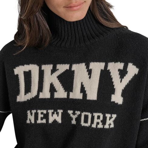 سترة نسائية طويلة الأكمام من DKNY ذات شعار رياضي ورقبة وهمية in Saudi Arabia