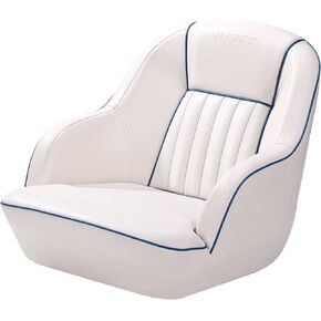 Captain Bucket Seat, Pontoon Boat Seats with Thickened Sponge Padding&Curved Armrest, High Back Boat Captain Chair Injection Molded Plastic Frame Boat Captains Chairs for Standard Mounting Bolt in Kuwait