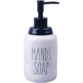 Ceramic Hands Soap Dispenser – Farmhouse Style Liquid Dispenser Bottles, Perfect for Kitchen Counter or Kitchen Sink Décor (16oz, White Bottles with Black Pump and Lettering) in Saudi Arabia