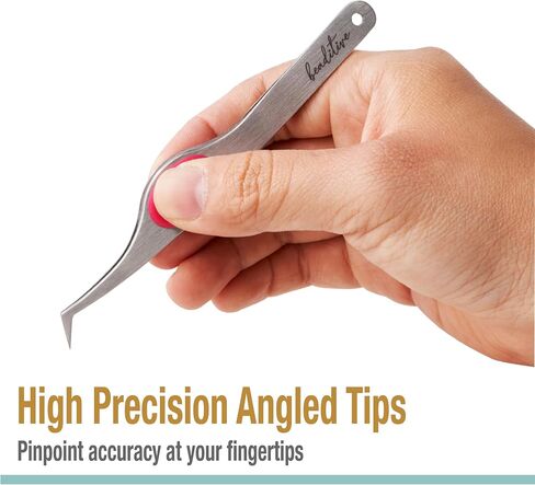 Beaditive High Precision Angled Tip Tweezers with Cushion Grip - 4.7" Craft Tweezers for Sewing, Beading & DIY Crafts - Non-Serrated Jewelry Tweezers with Fine Angled Tips - Stainless Steel (Fuchsia) in Saudi Arabia