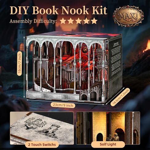 DIY Book Nook Kit, Miniature Dollhouse Booknook Kit, 3D Wooden Puzzle Bookend Bookshelf Insert Decor with LED Light for Teens and Adults (Law Library) in Kuwait