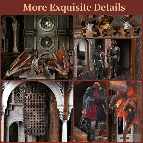 DIY Book Nook Kit, Miniature Dollhouse Booknook Kit, 3D Wooden Puzzle Bookend Bookshelf Insert Decor with LED Light for Teens and Adults (Law Library) in Kuwait