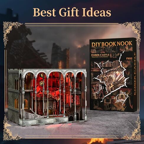 DIY Book Nook Kit, Miniature Dollhouse Booknook Kit, 3D Wooden Puzzle Bookend Bookshelf Insert Decor with LED Light for Teens and Adults (Law Library) in Kuwait