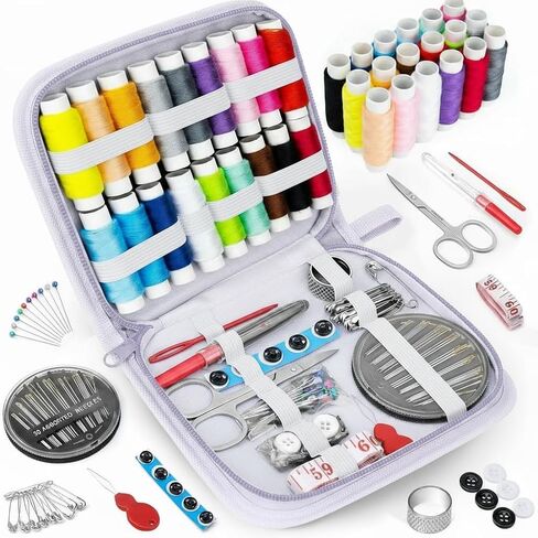 MIXCOOL Sewing Kit for Adults, Beginners, Needle and Thread Kit, Portable Sewing Supplies, Contains Thread, Scissor, Needles, Measuring Tape in Saudi Arabia