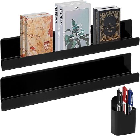 2Pcs Magnetic Book Shelf for Whiteboard Classroom,Reusable Acrylic Magnetic Book Holderand Magnetic Pen Holder,Floating Book Display Shelf for Teacher Kids Room Office Refrigerator,White,43cm/16.9inch in Saudi Arabia