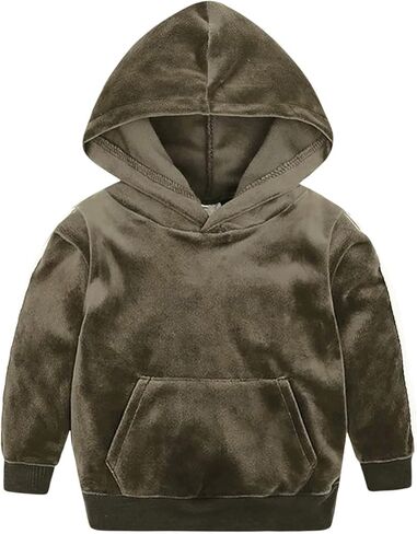 Toddler Boys Girls 2 Piece Velvet Sweatsuit Outfits Kids Long Sleeve Pullover Hoodie and Sweatpants Set in Kuwait