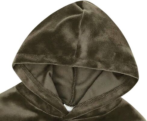 Toddler Boys Girls 2 Piece Velvet Sweatsuit Outfits Kids Long Sleeve Pullover Hoodie and Sweatpants Set in Kuwait