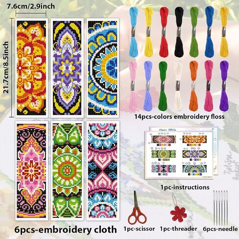 ACRNIGHEET 6PCS Cross Stitch Stitch KIT للمبتدئين بوهو المشهد الطبيعية المختومة مقاطع غرز المتقاطع للبالغين مجموعات مرجعية للبالغين مع تعليمات هدية تطريز يدوي هدية 11CT in Saudi Arabia