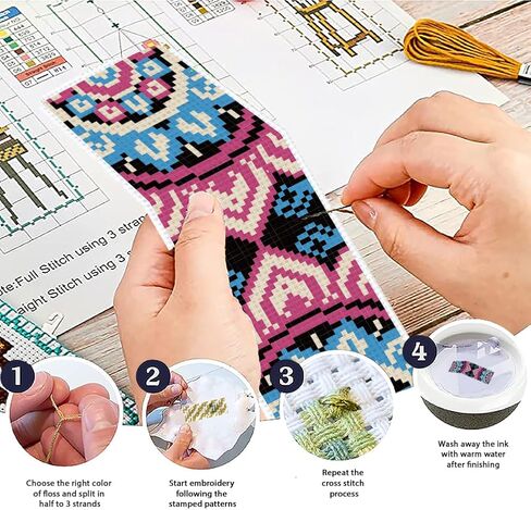 ACRNIGHEET 6PCS Cross Stitch Stitch KIT للمبتدئين بوهو المشهد الطبيعية المختومة مقاطع غرز المتقاطع للبالغين مجموعات مرجعية للبالغين مع تعليمات هدية تطريز يدوي هدية 11CT in Saudi Arabia