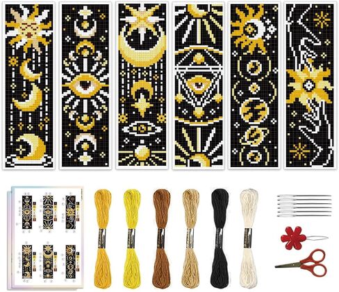 ACRNIGHEET 6PCS Cross Stitch Stitch KIT للمبتدئين بوهو المشهد الطبيعية المختومة مقاطع غرز المتقاطع للبالغين مجموعات مرجعية للبالغين مع تعليمات هدية تطريز يدوي هدية 11CT in Kuwait