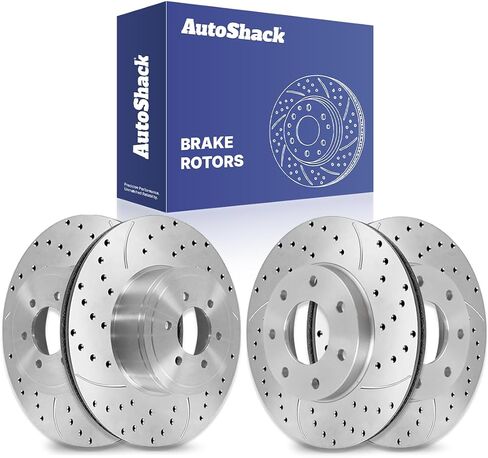 Autoshack Black Hat محفورة ودوارات فرامل متداول في الأمام والخلفية ، فورد F-150 2006-2008 LINCOLN MARK LT 4.2L 4.6L 5.4L V6 V8 4WD AWD RWD PR64113PR641111 in Kuwait