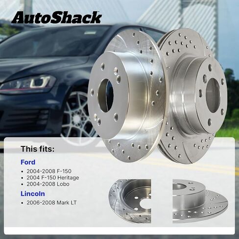 Autoshack Black Hat محفورة ودوارات فرامل متداول في الأمام والخلفية ، فورد F-150 2006-2008 LINCOLN MARK LT 4.2L 4.6L 5.4L V6 V8 4WD AWD RWD PR64113PR641111 in Kuwait