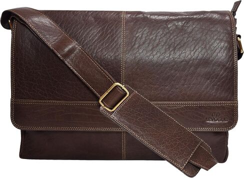 VALENCHI Leather Messenger Bag For Men - Laptop Messenger Briefcase & Shoulder Bag-Office, Work, Travel in Kuwait