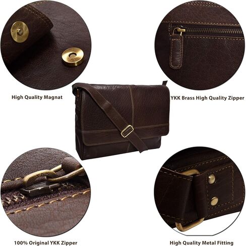 VALENCHI Leather Messenger Bag For Men - Laptop Messenger Briefcase & Shoulder Bag-Office, Work, Travel in Kuwait