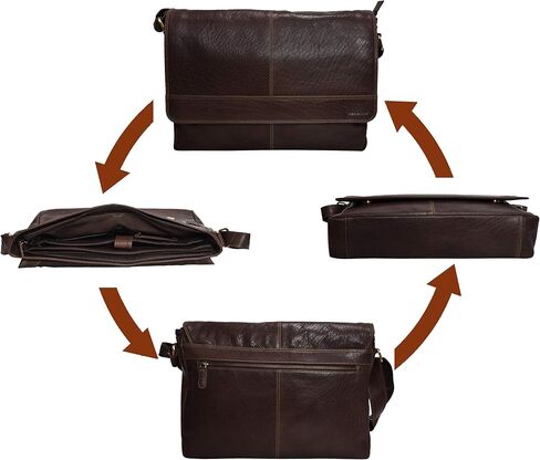 VALENCHI Leather Messenger Bag For Men - Laptop Messenger Briefcase & Shoulder Bag-Office, Work, Travel in Kuwait