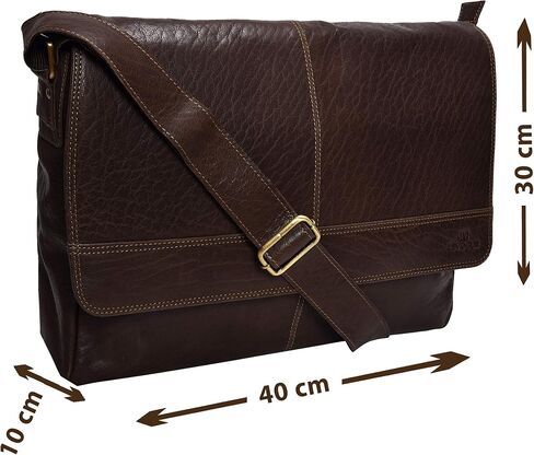VALENCHI Leather Messenger Bag For Men - Laptop Messenger Briefcase & Shoulder Bag-Office, Work, Travel in Kuwait