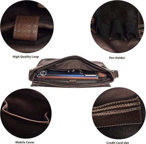 VALENCHI Leather Messenger Bag For Men - Laptop Messenger Briefcase & Shoulder Bag-Office, Work, Travel in Kuwait