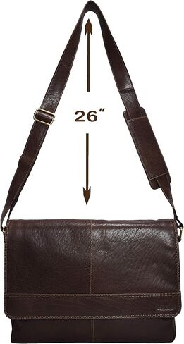 VALENCHI Leather Messenger Bag For Men - Laptop Messenger Briefcase & Shoulder Bag-Office, Work, Travel in Kuwait