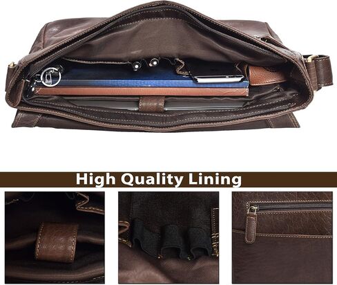VALENCHI Leather Messenger Bag For Men - Laptop Messenger Briefcase & Shoulder Bag-Office, Work, Travel in Kuwait