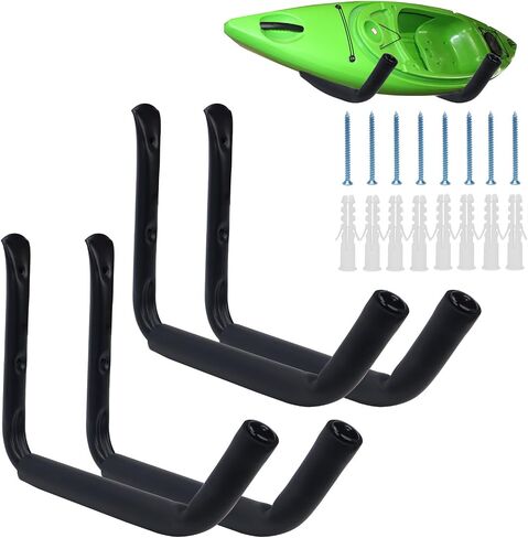 120 lbs kayak wall mount - 15" wide garage hooks - durable kayak storage hangers and heavy-duty garage hooks, also suitable for canoe, lumber, and tool wall mount(Black,15"-4Pack) in Saudi Arabia