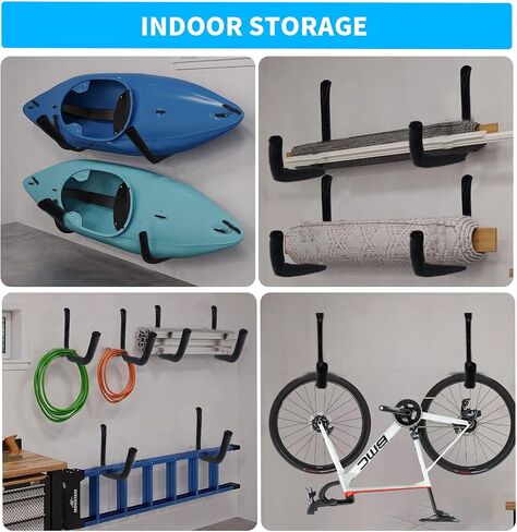 120 lbs kayak wall mount - 15" wide garage hooks - durable kayak storage hangers and heavy-duty garage hooks, also suitable for canoe, lumber, and tool wall mount(Black,15"-4Pack) in Saudi Arabia