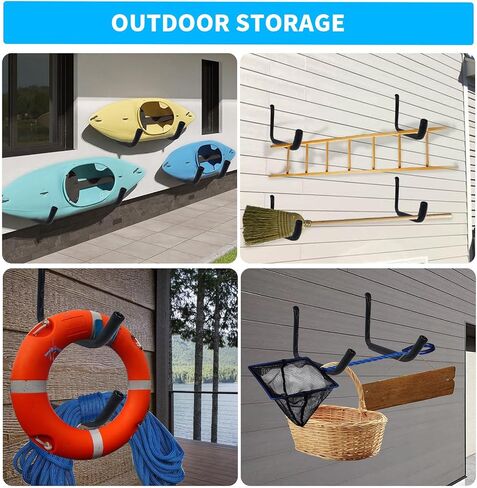 120 lbs kayak wall mount - 15" wide garage hooks - durable kayak storage hangers and heavy-duty garage hooks, also suitable for canoe, lumber, and tool wall mount(Black,15"-4Pack) in Saudi Arabia