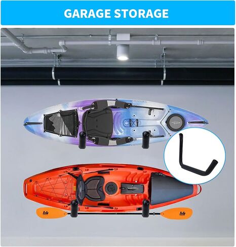 120 lbs kayak wall mount - 15" wide garage hooks - durable kayak storage hangers and heavy-duty garage hooks, also suitable for canoe, lumber, and tool wall mount(Black,15"-4Pack) in Saudi Arabia