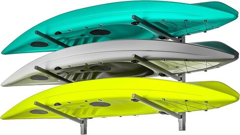 رف تخزين كاياك مثبت على الحائط من EVERHANGER، حامل كاياك قابل للتعديل، رف زورق عالي التحمل، للاستخدام الداخلي والخارجي in Kuwait
