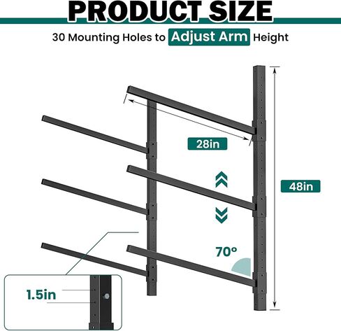 رف تخزين كاياك مثبت على الحائط من EVERHANGER، حامل كاياك قابل للتعديل، رف زورق عالي التحمل، للاستخدام الداخلي والخارجي in Kuwait