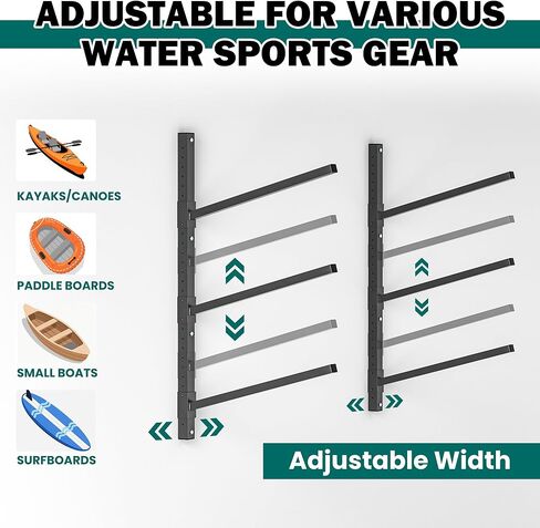 رف تخزين كاياك مثبت على الحائط من EVERHANGER، حامل كاياك قابل للتعديل، رف زورق عالي التحمل، للاستخدام الداخلي والخارجي in Kuwait