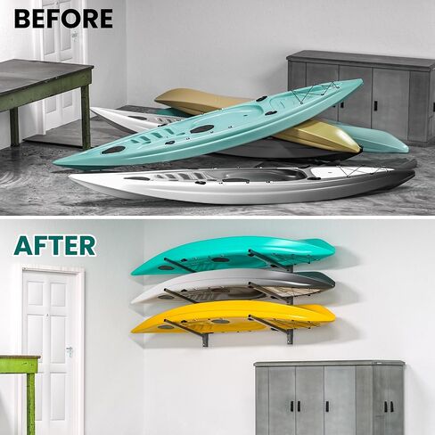 رف تخزين كاياك مثبت على الحائط من EVERHANGER، حامل كاياك قابل للتعديل، رف زورق عالي التحمل، للاستخدام الداخلي والخارجي in Kuwait